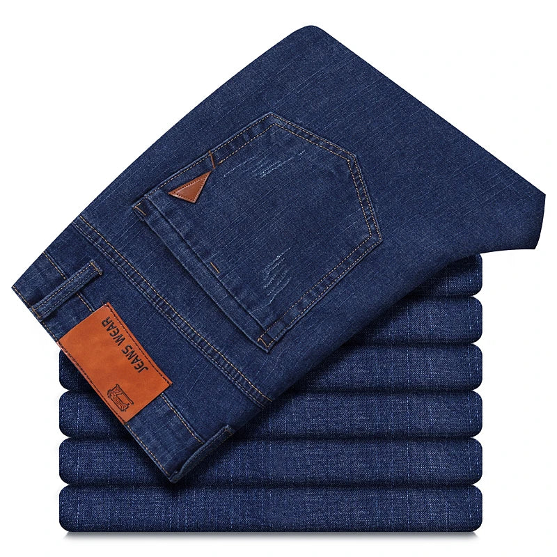 2026 New Style Business Men's Jeans Casual Straight Stretch Fashion Classic Blue Black Work Pant Denim-like Trousers Male Clothing