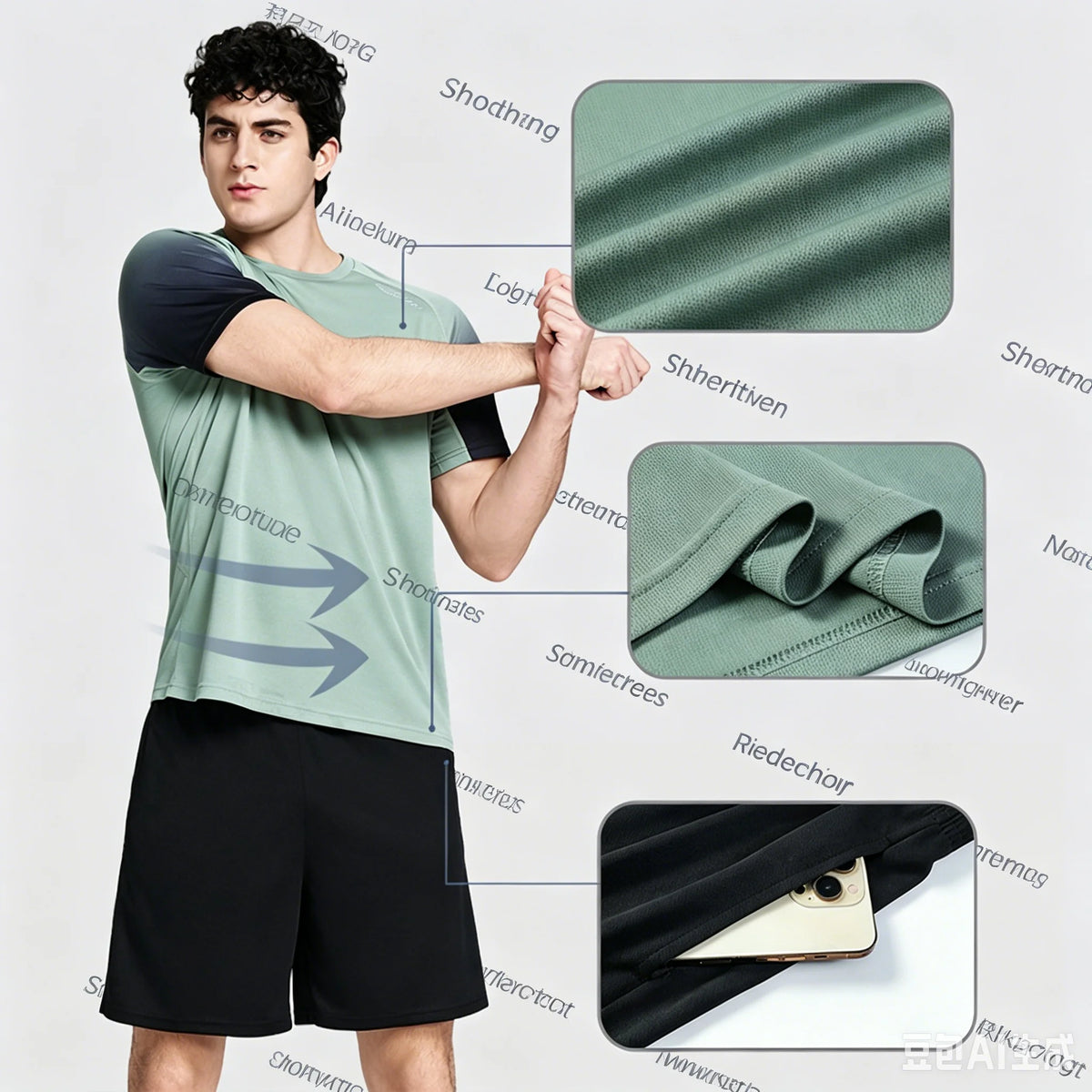 Fitness Clothes Ice Silk Quick Drying T-shirt Suit Men Short Sleeve Running Sportswear Shorts Tracksuit Gym Sports Training Sets