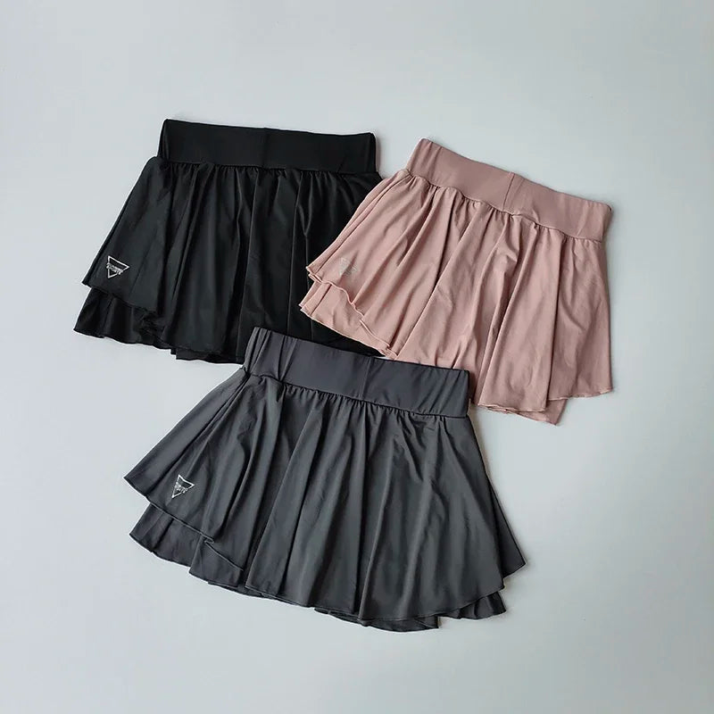 Sports skirt fake two-piece running skirt women summer quick drying hip covering light proof breathable tennis Yoga skirt pants