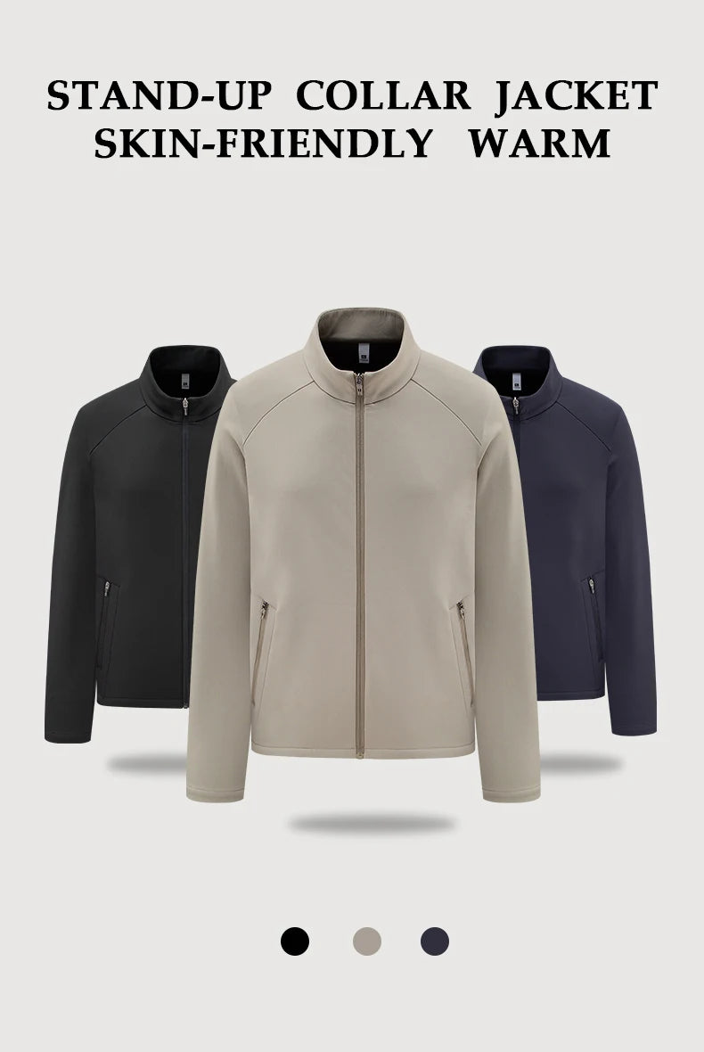 Autumn Winter Fleece Jacket Breathable Warm Comfortable Men Sport Stand Collar Jacket Warm Outdoor Sports Running Fitness Jacket