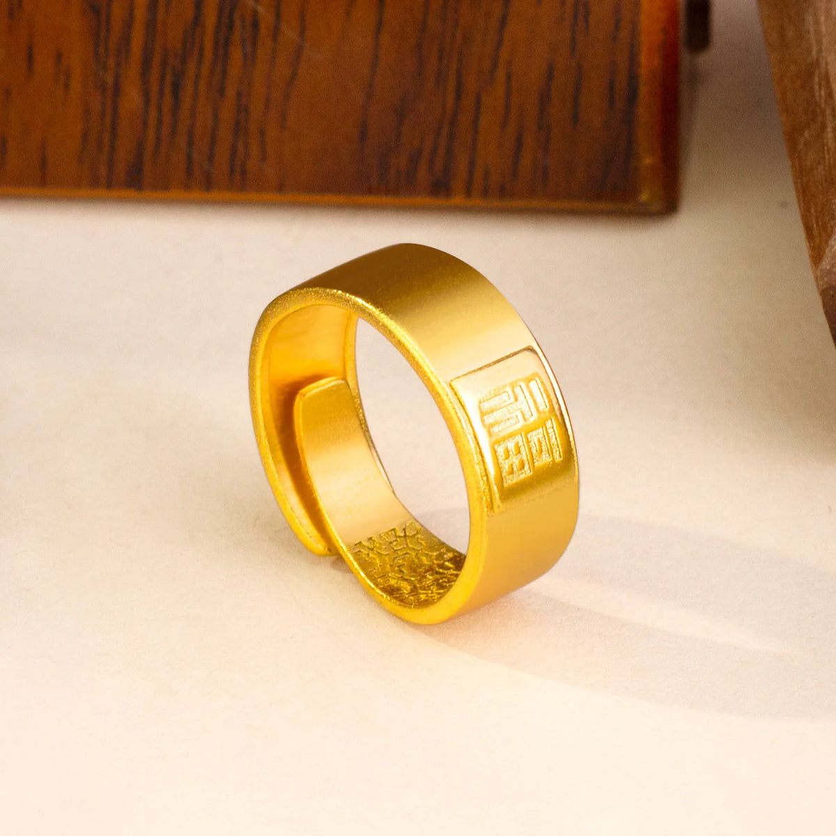 Luxury 24K 9999 Pure Gold real gold Frosted Forte Ring Men's Fashion Forte Ring