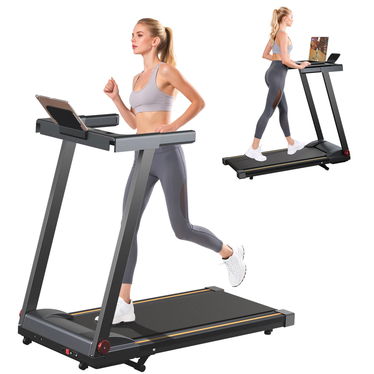 4in1 Treadmills for Home with Incline Foldable Handles Treadmill 300LBS Capacity 3.0HP 7.5MPH Folding Running Treadmill Exercise