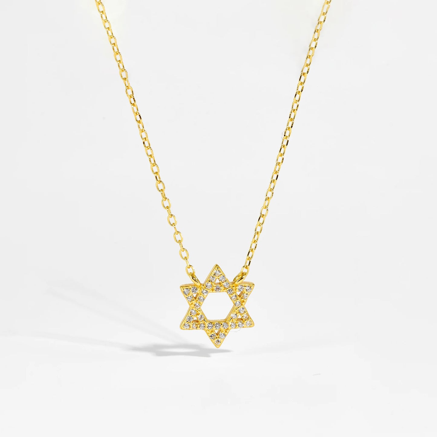 Women 925 Sterling Silver Star of David Zircon Long Chain Pendant Necklace 2024 Luxury Anniversary Wedding Jewelry