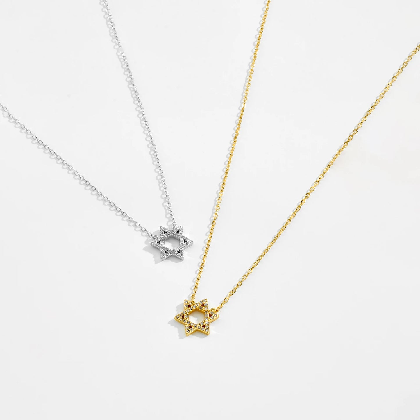 Women 925 Sterling Silver Star of David Zircon Long Chain Pendant Necklace 2024 Luxury Anniversary Wedding Jewelry