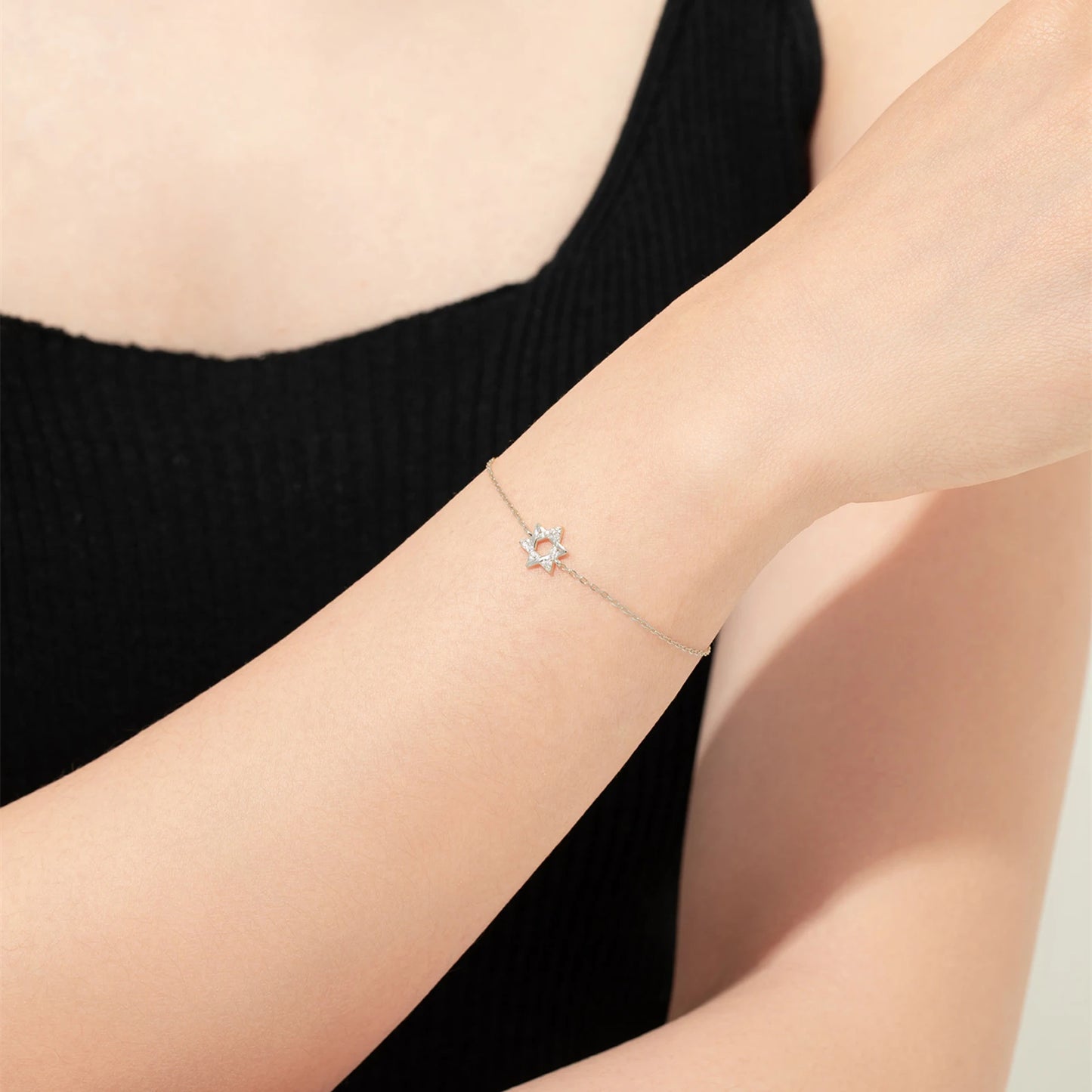 Women 925 Sterling Silver Star Of David Bracelet CZ Zircon 2025 Wedding Anniversary Fine Luxury Daily Jewelry Gift