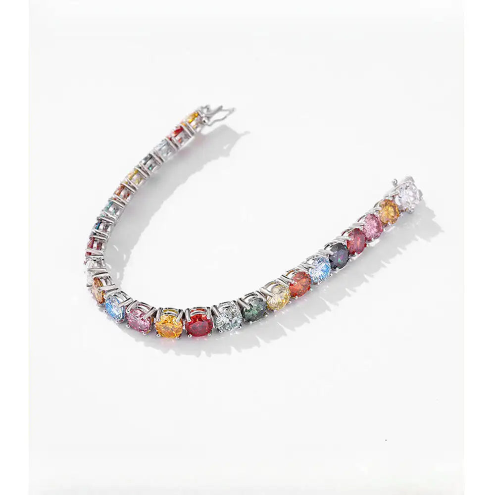 3MM 5MM 6.5MM Colored Tennis Moissanite Gemstone Bracelets Hand Chain 100% 925Sterling Silver Fine Jewelry Party Gift