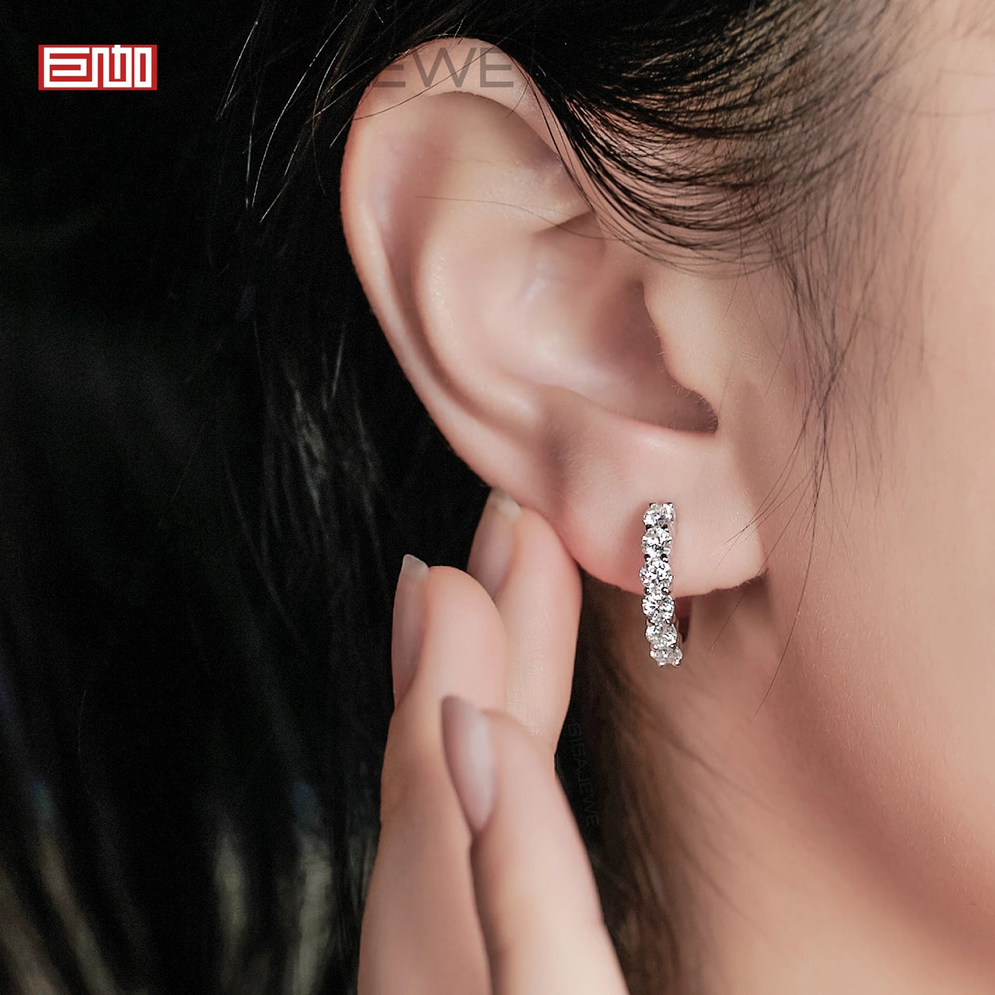 Hoop Earring Moissanite Natural Blue Color VVS1 S925 Silver 18K Gold Plated Diamond Test Passed Jewelry Woman Wife Gift