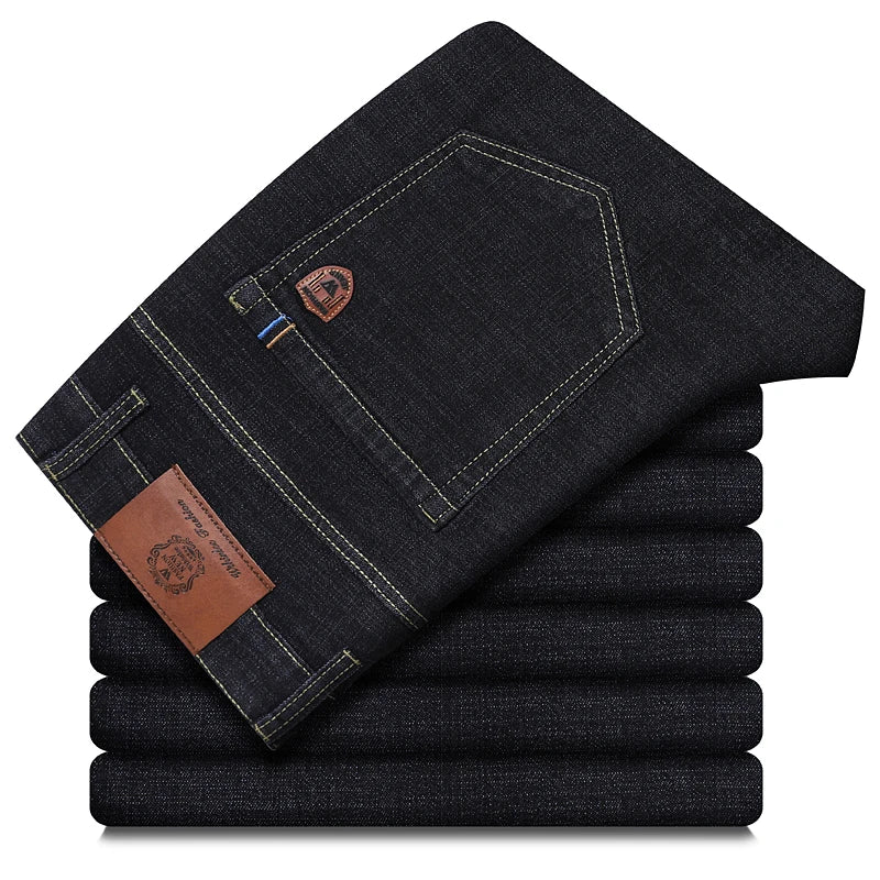 2026 New Style Business Men's Jeans Casual Straight Stretch Fashion Classic Blue Black Work Pant Denim-like Trousers Male Clothing