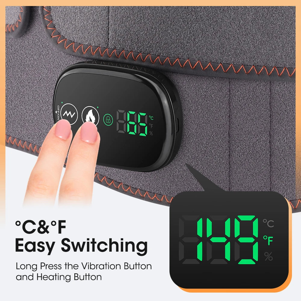 Cordless Heating Pad with Massager, Heating Pad for Back Pain Relief, Vibration Massage Heated Waist Belt Support, Portable Low Back Massager with 3 Heating Levels, Gifts for Women Men