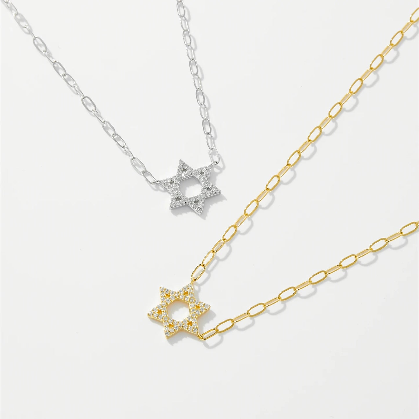 Women 925 Sterling Silver Star Of David CZ Pave Zircon Pendant Necklace with Horoscope Chain 2026 Luxury Wedding Jewelry