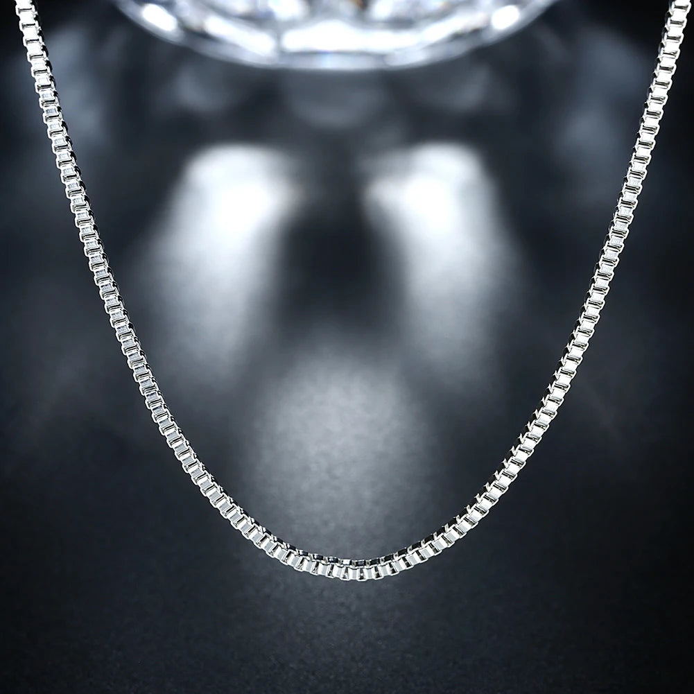 925 Sterling Silver Necklace 16/18/20/22/24 inches fine 1.5MM Box chain For Women top quality Fashion Jewelry Birthday Gifts