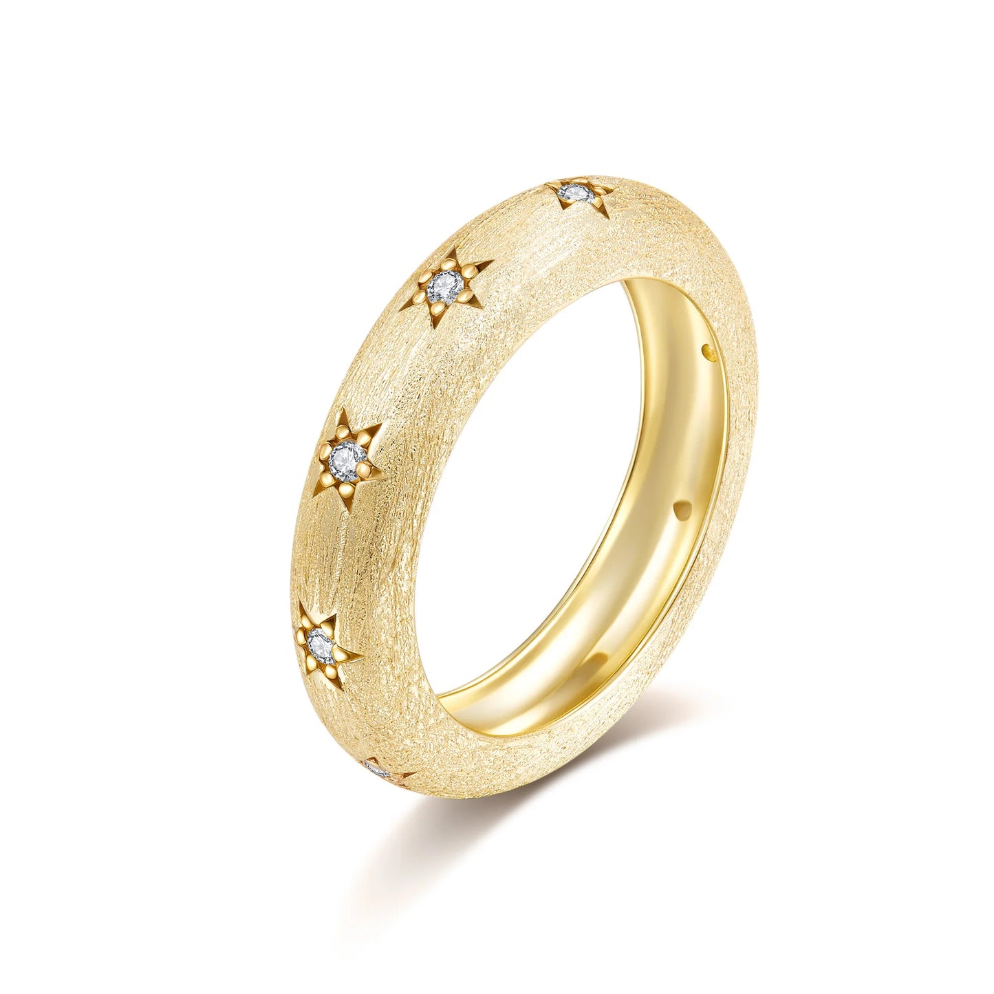 Luxurious 14K Gold Ring Brushed Star for Women Platinum Pt950 Rings Fine Jewelry Gift