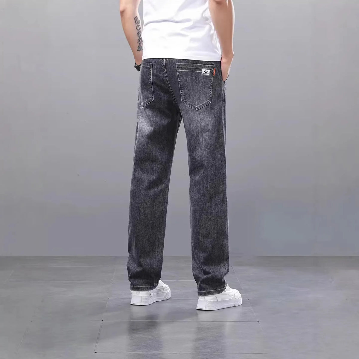 2026 Brand Spring Autumn Slim Men's Jeans Casual Breathable Cotton Fabric Stretch Denim Pants Blue Trousers Male Plus Size