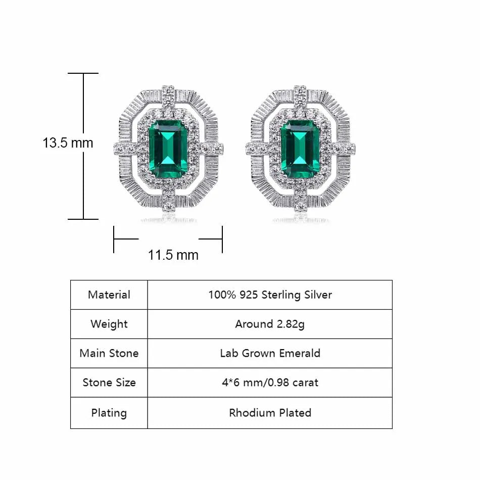 925 Sterling Silver Stud Earring 4*6mm Lab Created Emerald Classic Anniversary Gifts Fine Jewelry May Birthstone