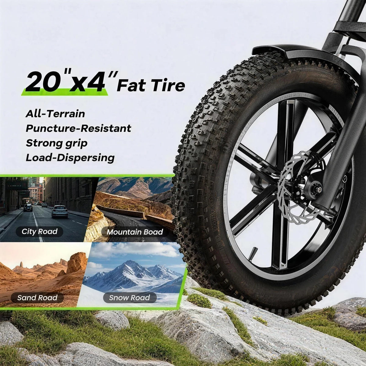 1000W Adults Electric Dirt Bike 20 Inch Fat Tire All-Terrain E-Bike Max 30MPH 48V 20AH/30AH Large Removable Battery Off Road Ebike EK11