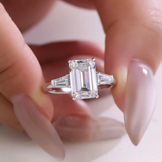 Excellent Radiant Cut D Color Pass Diamond Test Moissanite Ring for Women Fine Jewelry Decoration Party Jewelry Festival Gifts Unique Jewelry