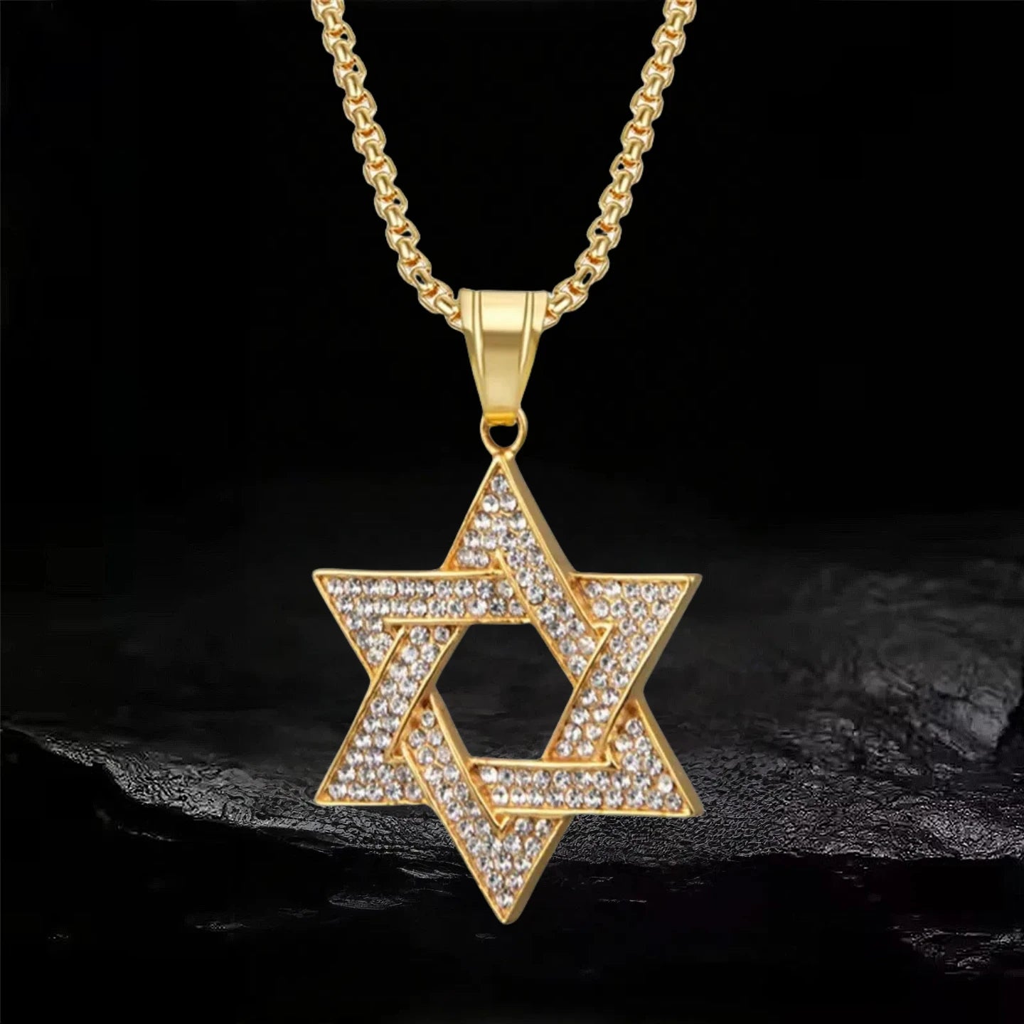 Religious Star of David Pendants Gold Color Stainless Steel Hexagram Amulet Big Necklace for Men Israel Jewish Jewelry Male/Female Gift