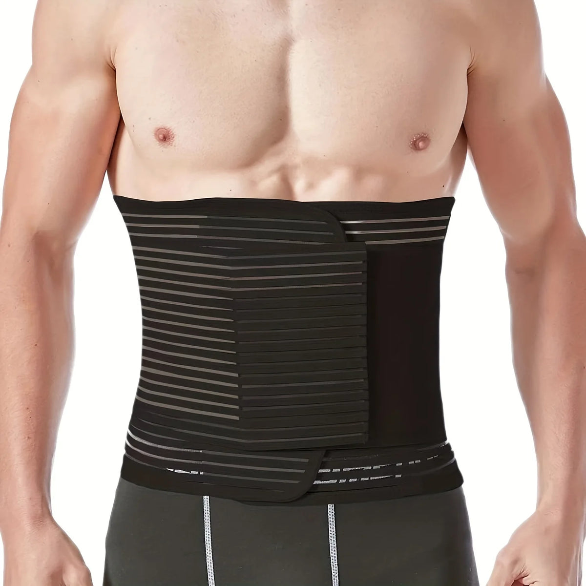 Abdominal Binder for Men & Women – Post Surgery Belly Band Adjustable Compression Wrap Belly Binder Abdomen Hernia Support Belt