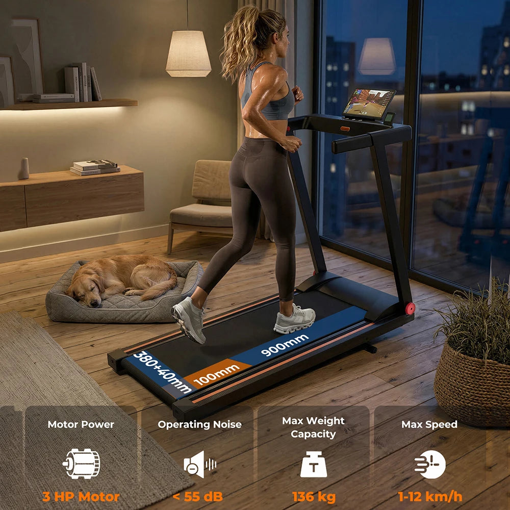 4in1 Treadmills for Home with Incline Foldable Handles Treadmill 300LBS Capacity 3.0HP 7.5MPH Folding Running Treadmill Exercise