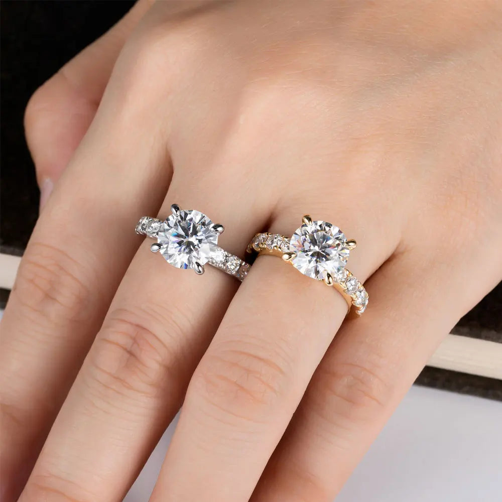 S925 Silver Round Cut Moissanite For Women's Ring Elegant and Romantic Engagement Wedding Promise Anniversary Gift Unique Jewelr