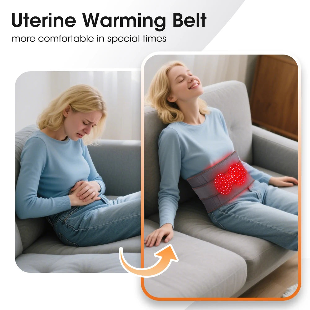 Cordless Heating Pad with Massager, Heating Pad for Back Pain Relief, Vibration Massage Heated Waist Belt Support, Portable Low Back Massager with 3 Heating Levels, Gifts for Women Men