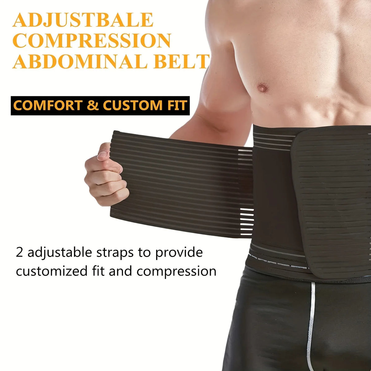 Abdominal Binder for Men & Women – Post Surgery Belly Band Adjustable Compression Wrap Belly Binder Abdomen Hernia Support Belt