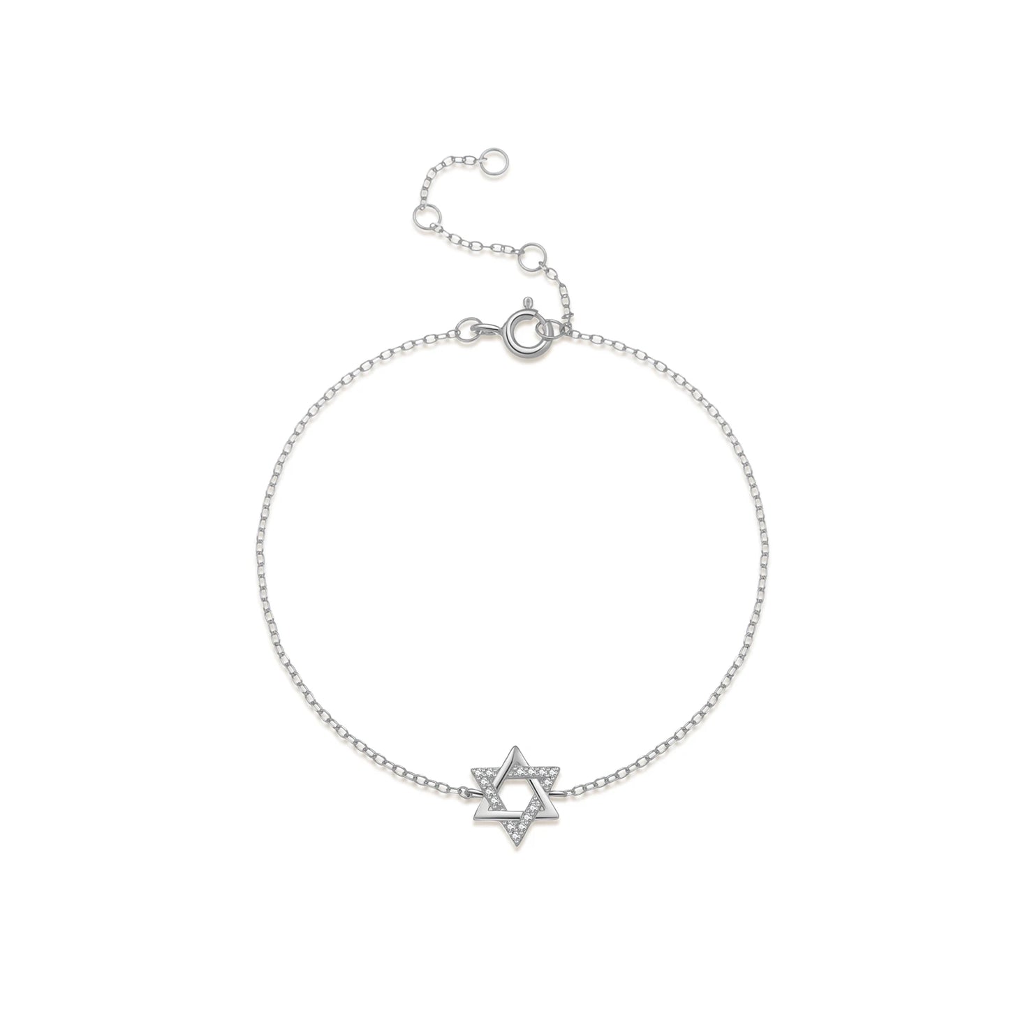 Women 925 Sterling Silver Star Of David Bracelet CZ Zircon 2025 Wedding Anniversary Fine Luxury Daily Jewelry Gift