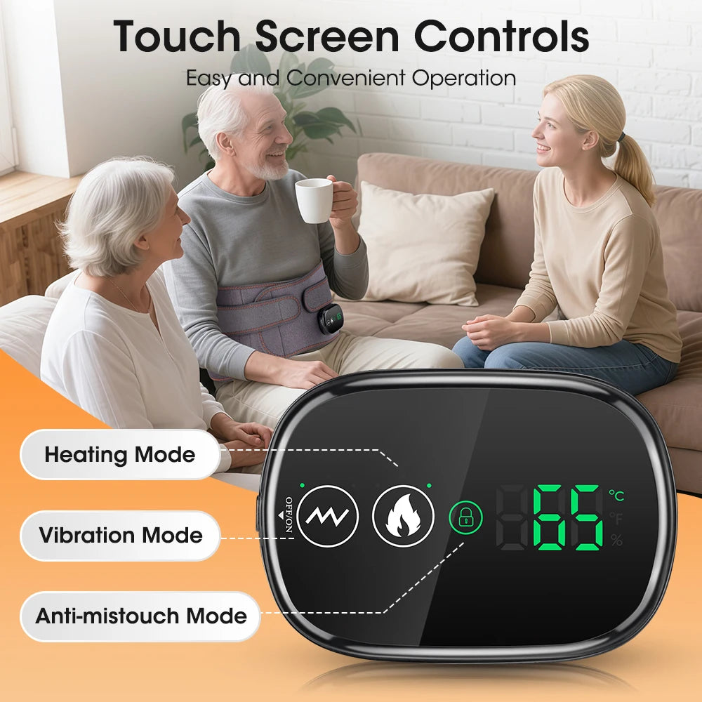 Cordless Heating Pad with Massager, Heating Pad for Back Pain Relief, Vibration Massage Heated Waist Belt Support, Portable Low Back Massager with 3 Heating Levels, Gifts for Women Men