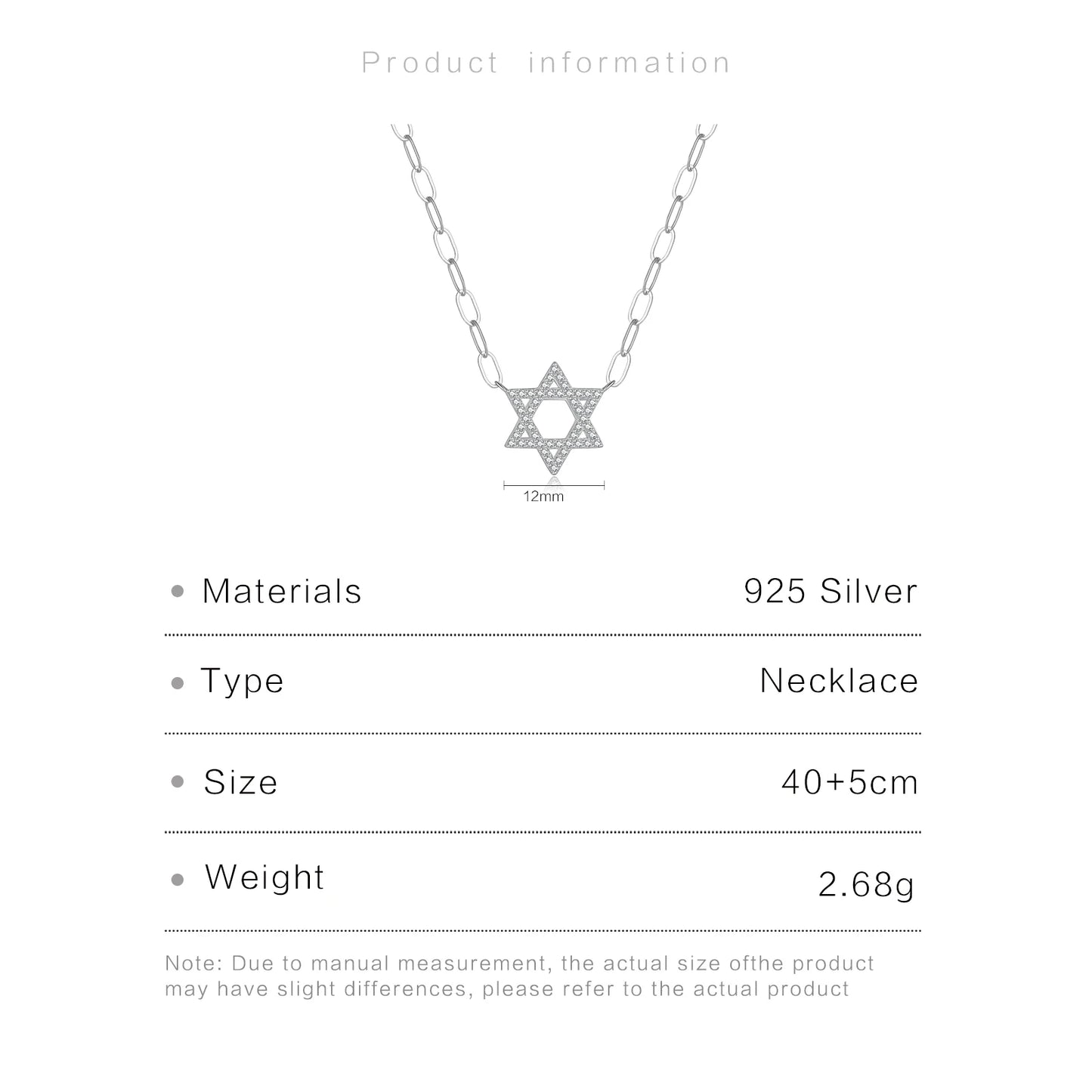 Women 925 Sterling Silver Star Of David CZ Pave Zircon Pendant Necklace with Horoscope Chain 2026 Luxury Wedding Jewelry