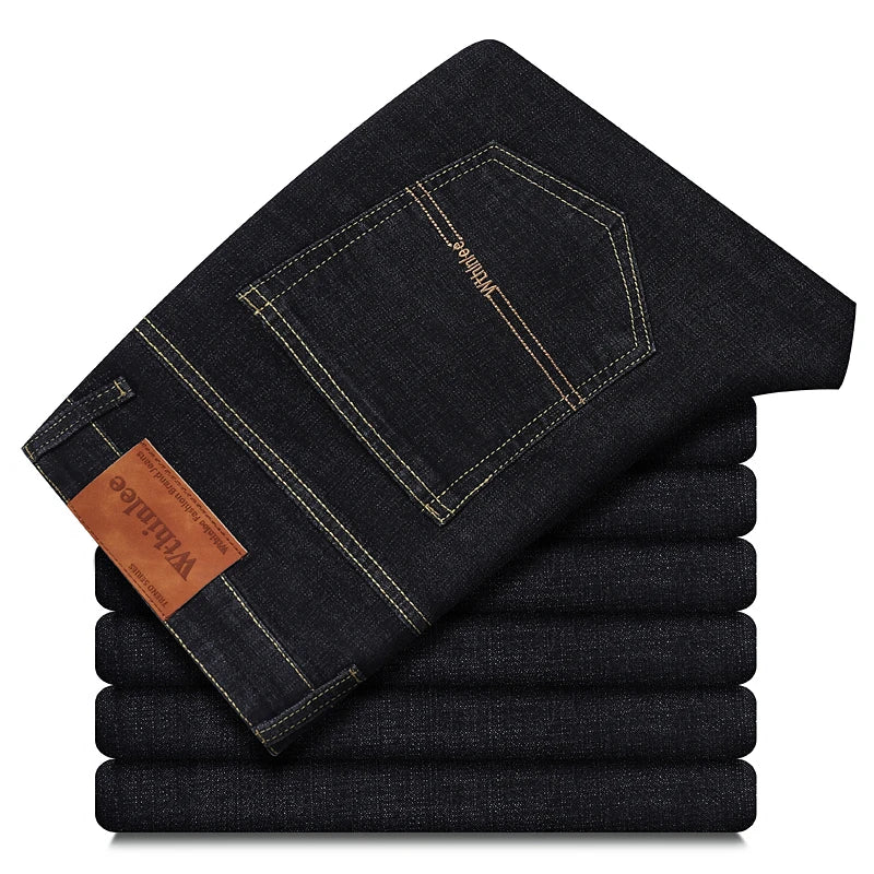 2026 New Style Business Men's Jeans Casual Straight Stretch Fashion Classic Blue Black Work Pant Denim-like Trousers Male Clothing