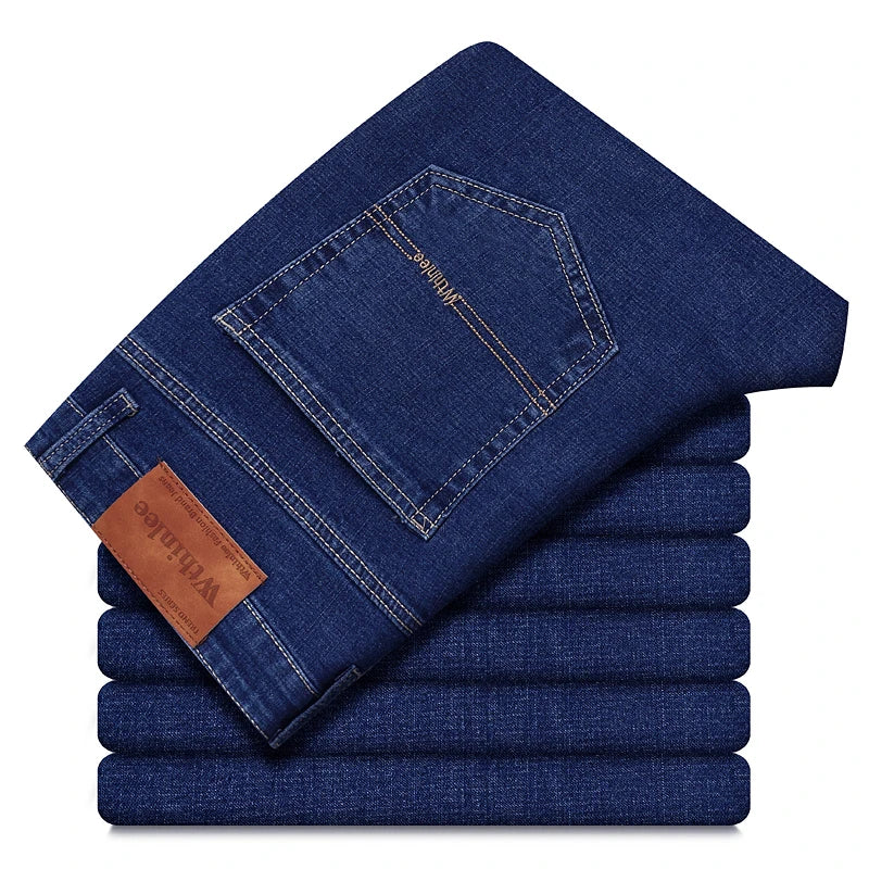 2026 New Style Business Men's Jeans Casual Straight Stretch Fashion Classic Blue Black Work Pant Denim-like Trousers Male Clothing