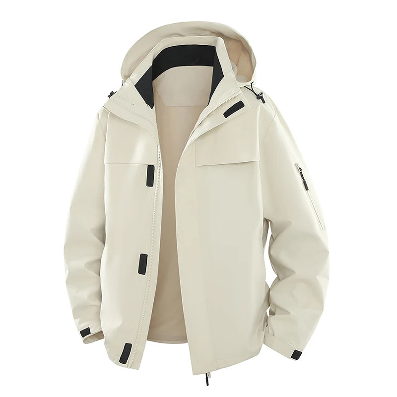 Spring And Autumn Outdoor Single-Flush Water-Repellent Casual Sportswear Hooded Loose Jacket With Removable Hood Loose Jacket