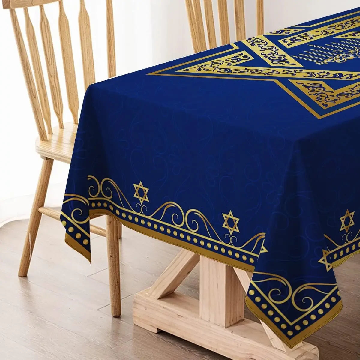 Hanukkah Rectangle Tablecloth Jewish Chanukah Star of David Table Decoration Menorah Festival Day Kitchen Dining Table Cover