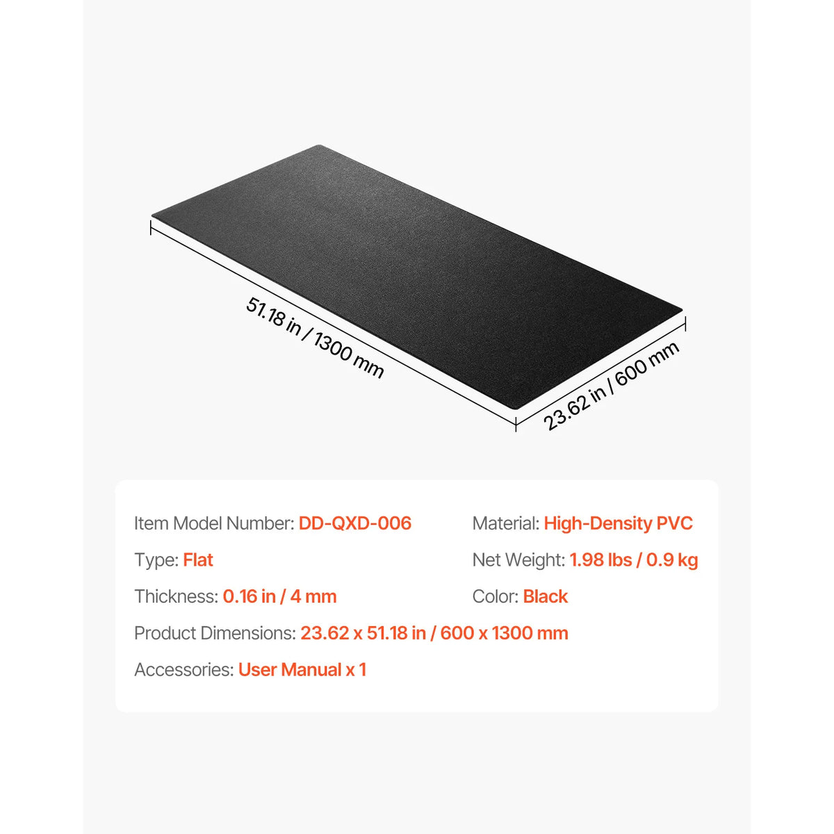 Treadmill Mat for Carpet Floor Thickness High Density PVC Waterproof Non-slip Mat for Elliptical Home Gym