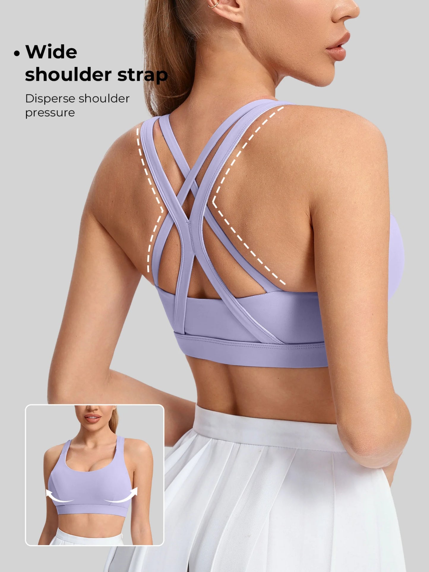 Ladies' yoga sports bra - back style, thin shoulder strap sports vest, breathable nylon blended material