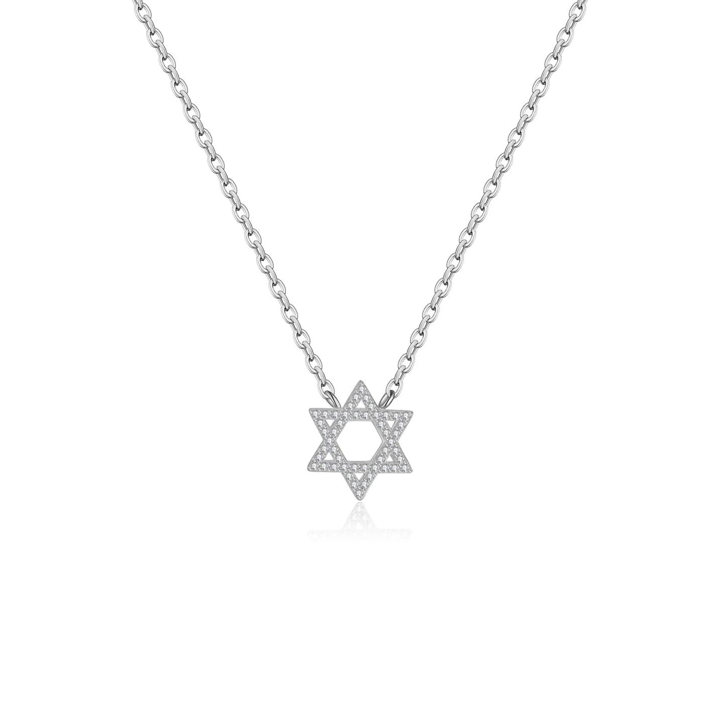 Women 925 Sterling Silver Star of David Zircon Long Chain Pendant Necklace 2024 Luxury Anniversary Wedding Jewelry