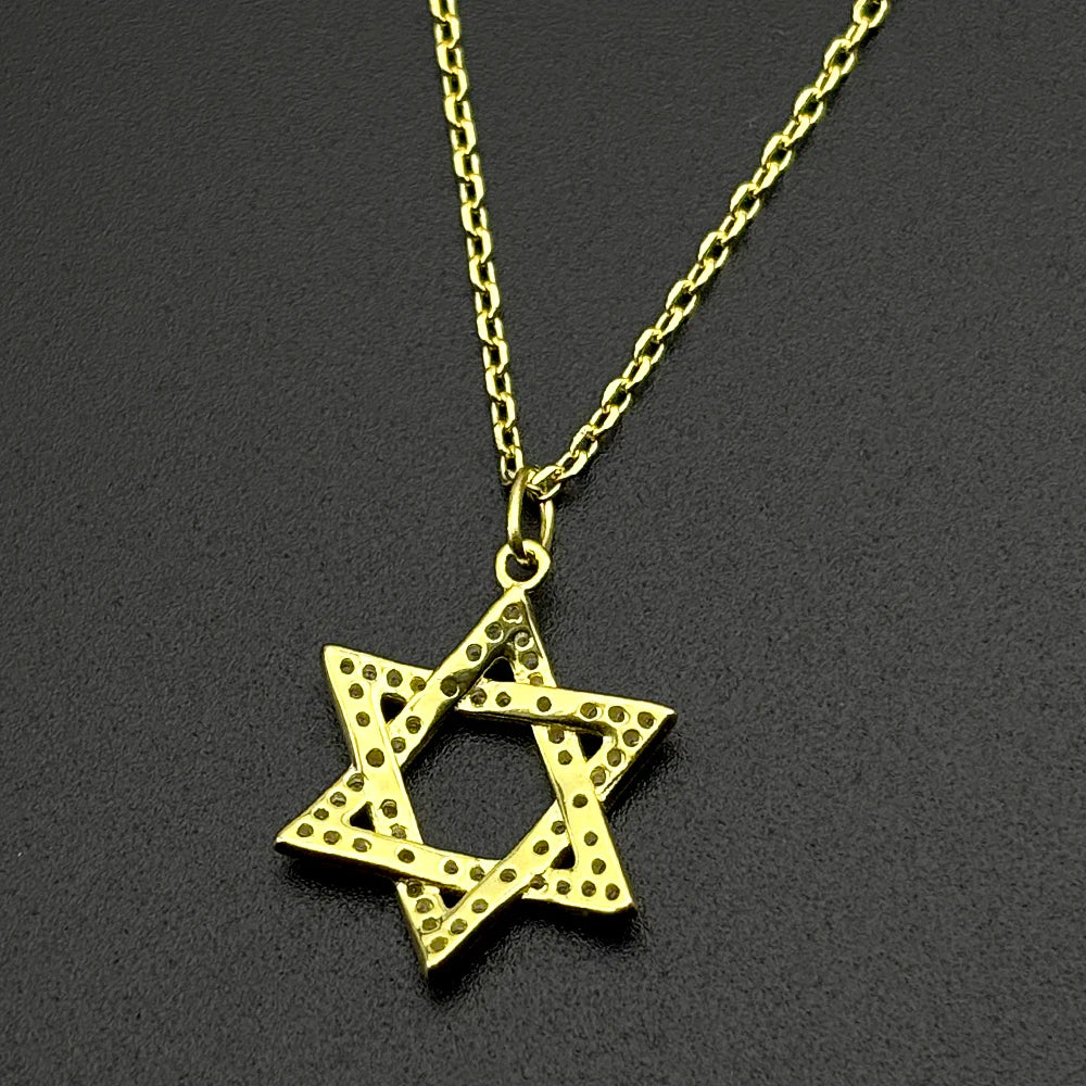 925 Sterling Silver Jewish Star of David Full Zircons Pendant Necklace for Women Charms Choker Chain Israel Jewelry Gift
