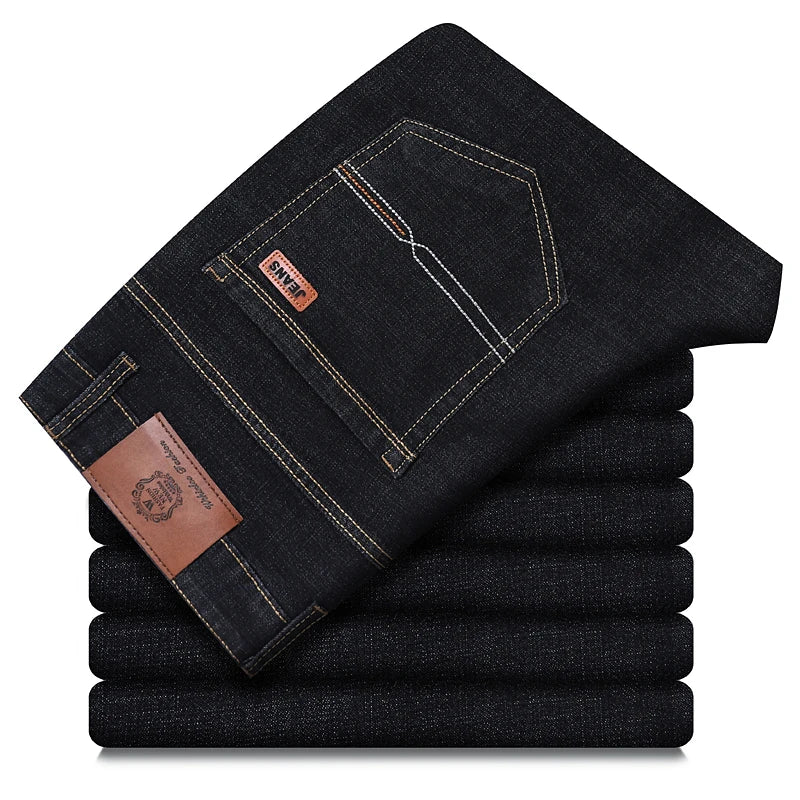 2026 New Style Business Men's Jeans Casual Straight Stretch Fashion Classic Blue Black Work Pant Denim-like Trousers Male Clothing