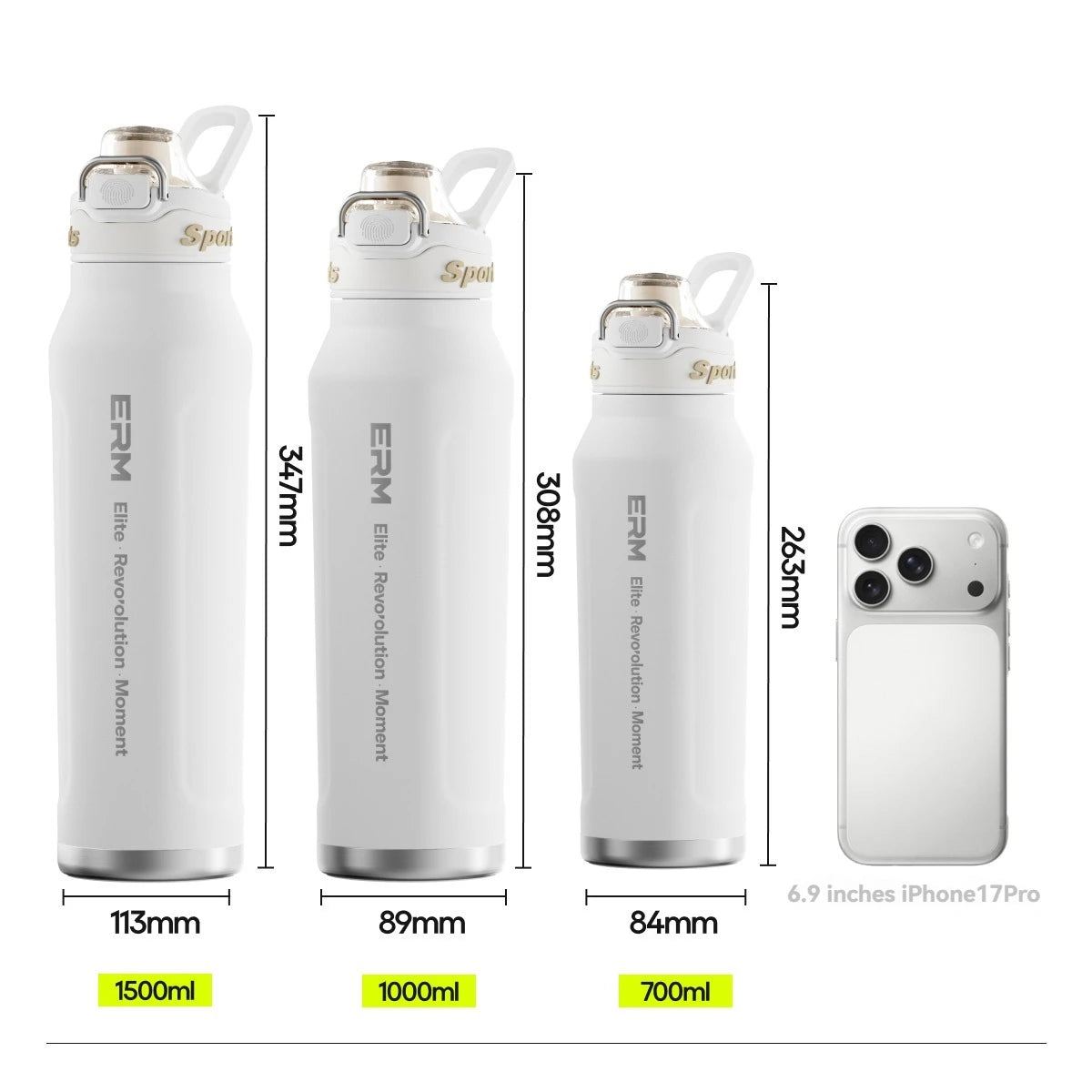 1.5L Insulated Water Bottle Stainless Steel Cold/Hot Insulated Cup Vacuum Thermos Bottle Double Wall Flasks