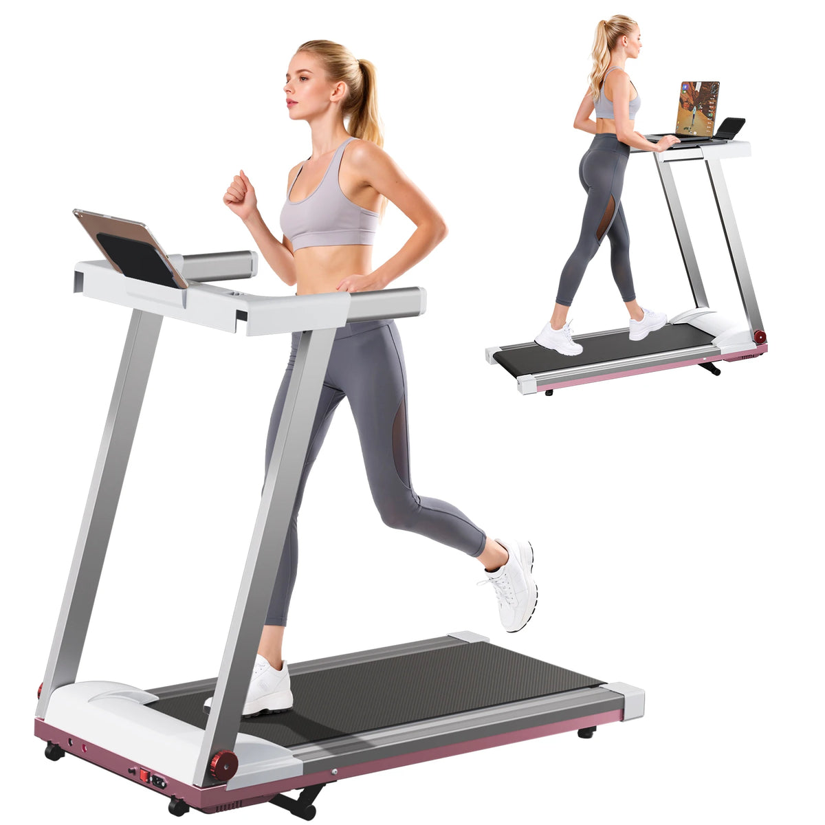 4in1 Treadmills for Home with Incline Foldable Handles Treadmill 300LBS Capacity 3.0HP 7.5MPH Folding Running Treadmill Exercise