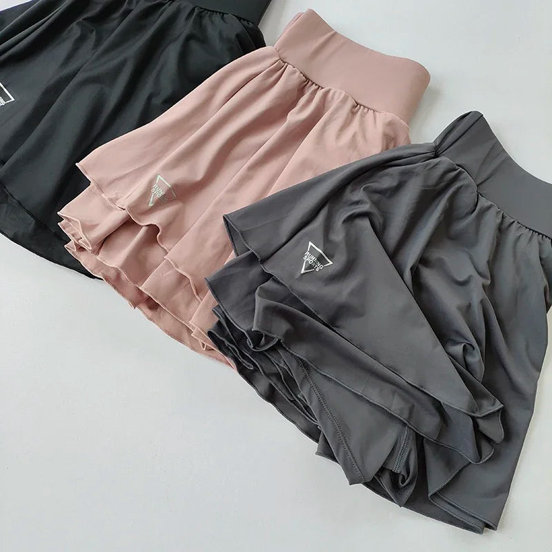 Sports skirt fake two-piece running skirt women summer quick drying hip covering light proof breathable tennis Yoga skirt pants