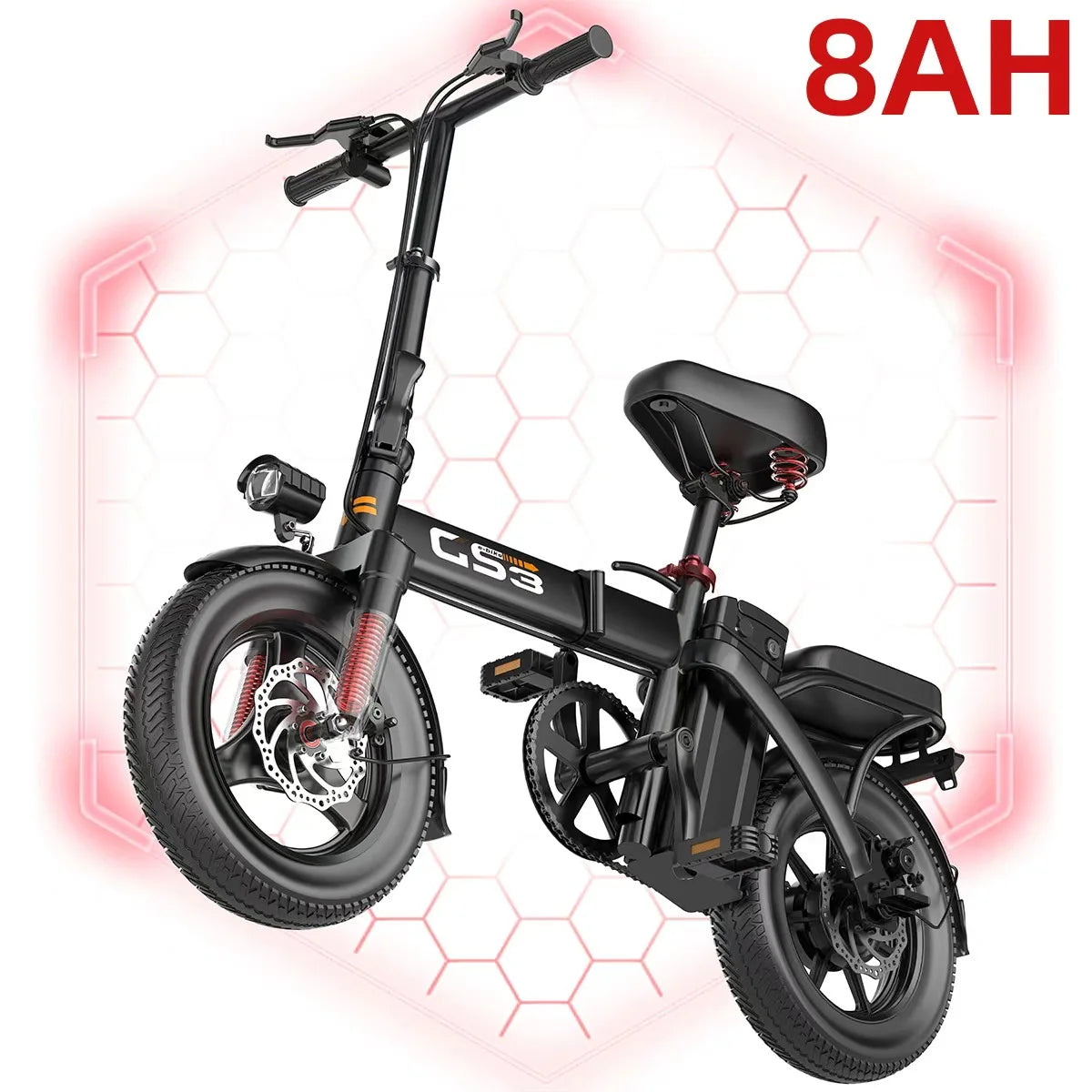GS3 14inch Lightweight Folding Electric Bike for Adults 48V 15AH 500W Motor Electric Bicycle 25KM/H Max Speed City Style E-bike