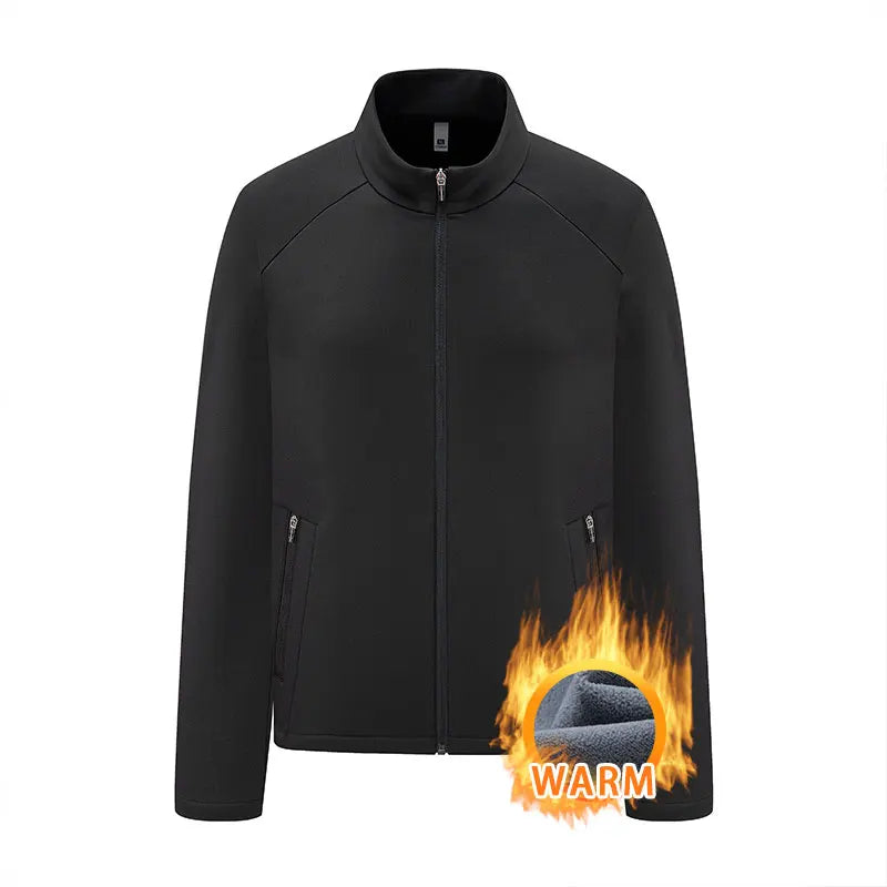 Autumn Winter Fleece Jacket Breathable Warm Comfortable Men Sport Stand Collar Jacket Warm Outdoor Sports Running Fitness Jacket