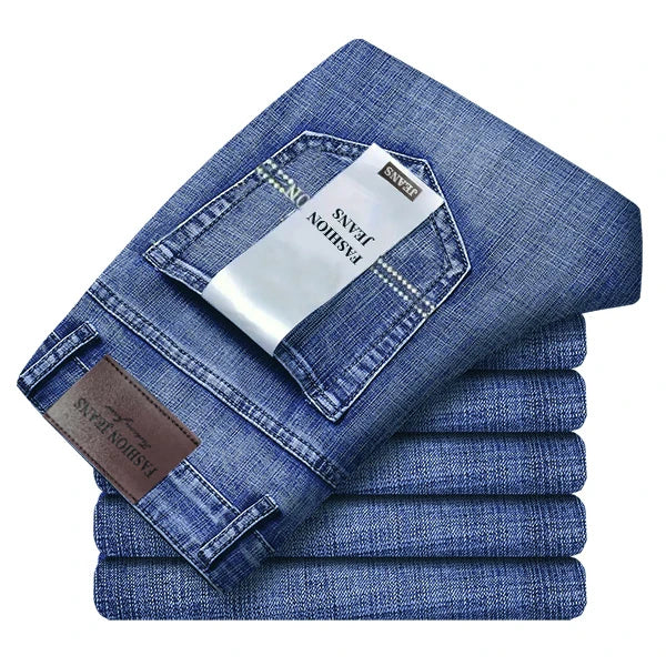 2026 New Style Business Men's Jeans Casual Straight Stretch Fashion Classic Blue Black Work Pant Denim-like Trousers Male Clothing
