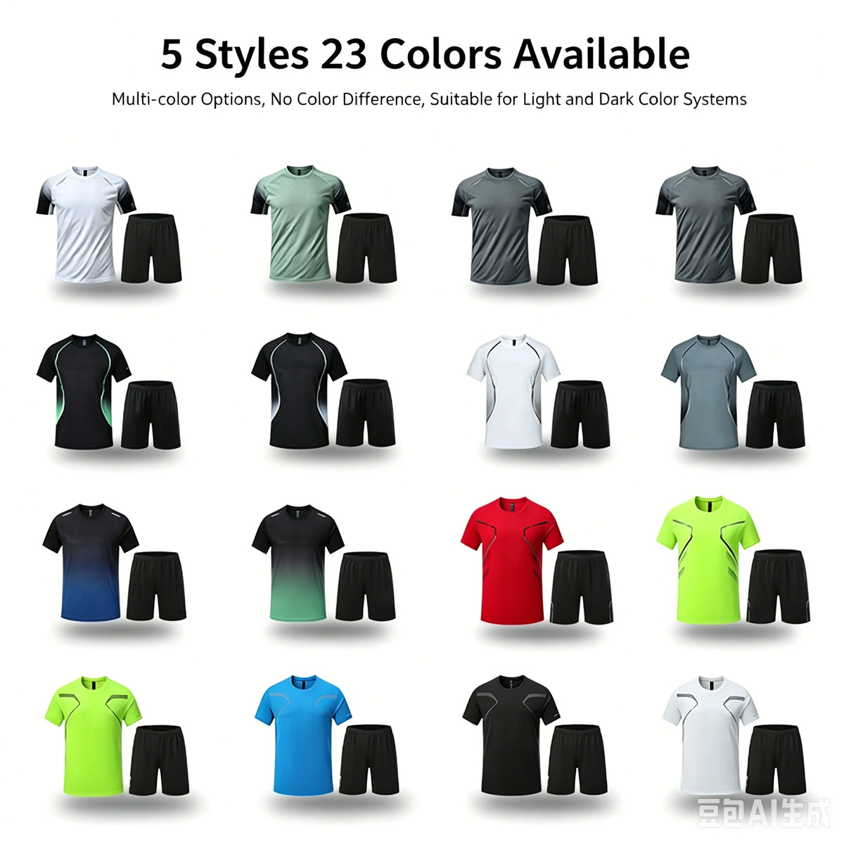 Fitness Clothes Ice Silk Quick Drying T-shirt Suit Men Short Sleeve Running Sportswear Shorts Tracksuit Gym Sports Training Sets