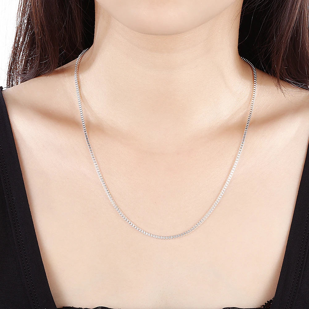 925 Sterling Silver Necklace 16/18/20/22/24 inches fine 1.5MM Box chain For Women top quality Fashion Jewelry Birthday Gifts