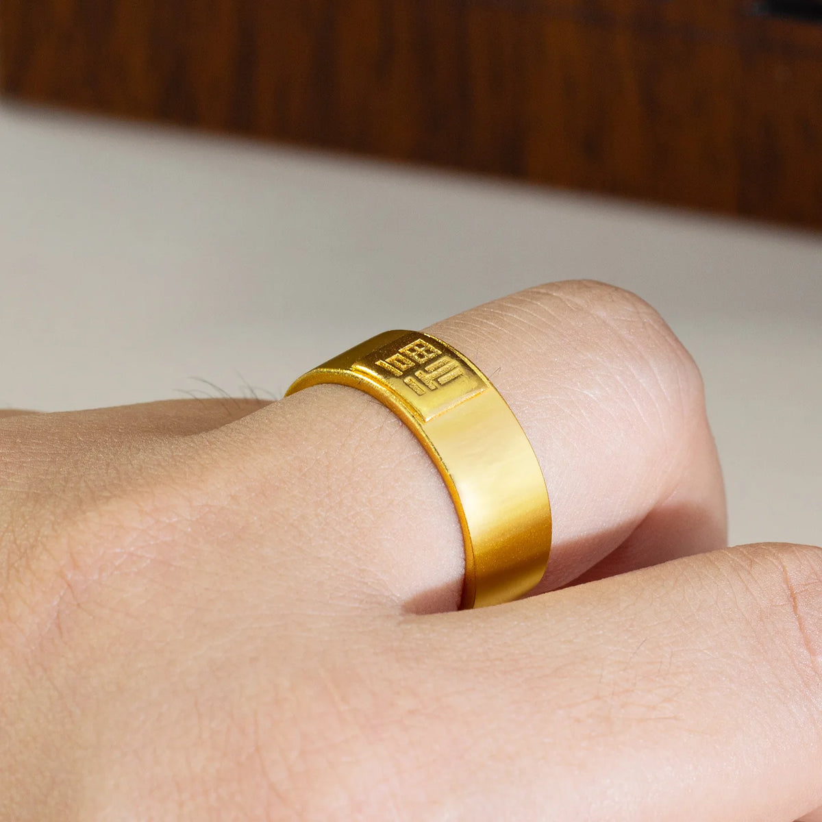 Luxury 24K 9999 Pure Gold real gold Frosted Forte Ring Men's Fashion Forte Ring