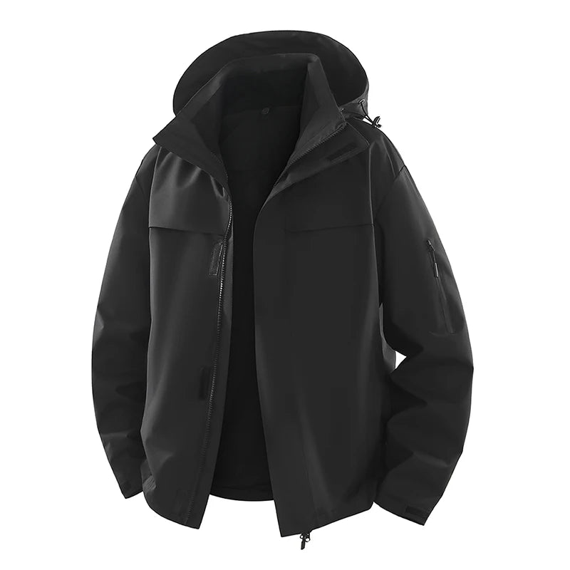 Spring And Autumn Outdoor Single-Flush Water-Repellent Casual Sportswear Hooded Loose Jacket With Removable Hood Loose Jacket
