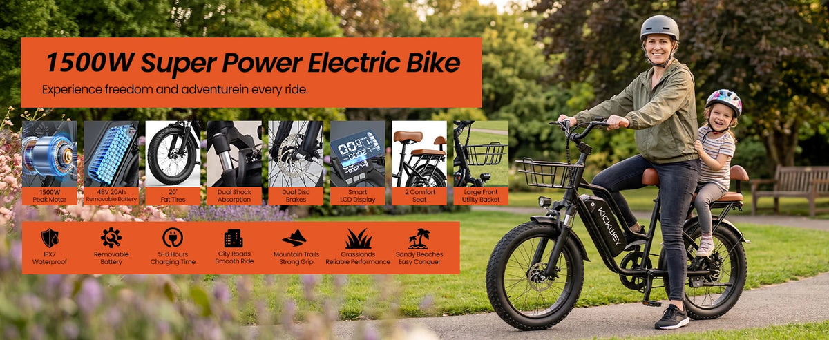 LD20 1500W Electric Bike 20x3' Fat Tire Electric Mountain Bike Electric Bicycle 48V 20AH Women's 250W Electric Road Bike