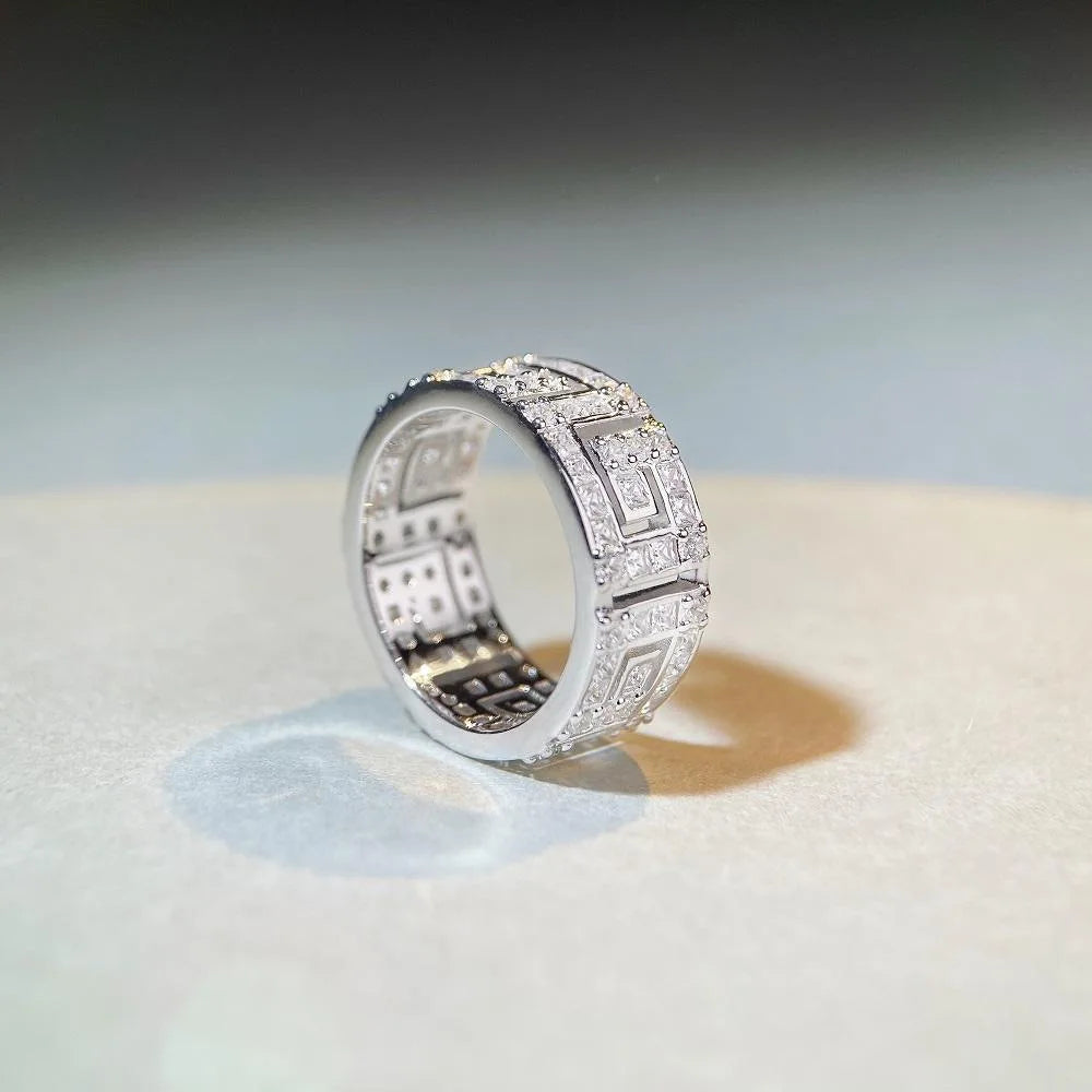 Luxury Solid 18K white gold and platinum PT950 couple ring men Moissanite Diamond Ring full diamond ring